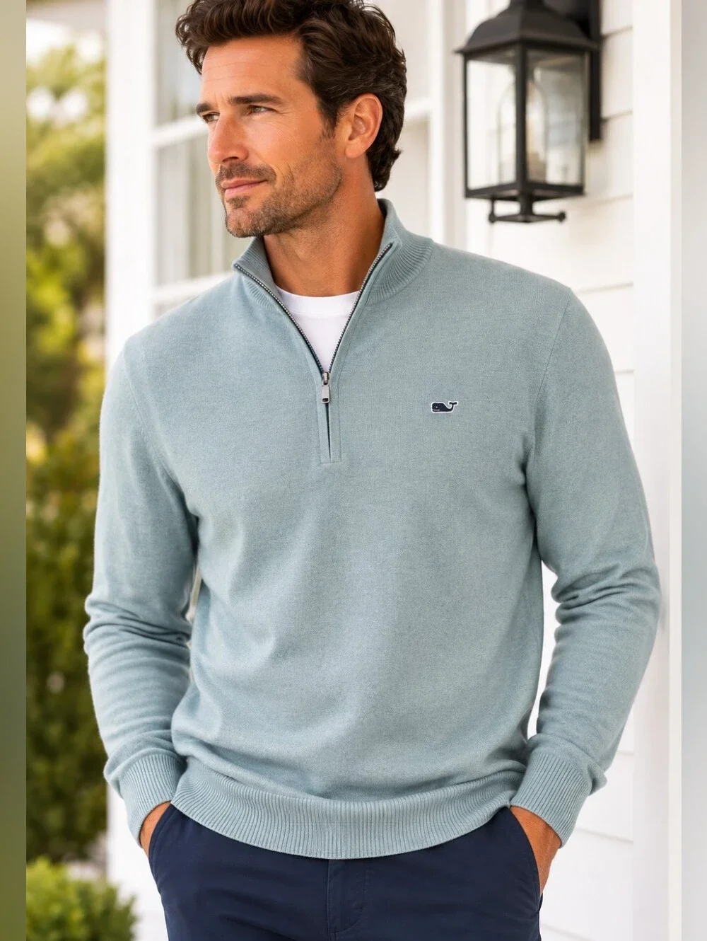 Vineyard Vines Men’s M Merino Wool Quarter Zip Sweater Blue NWOT
